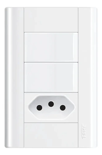 Interruptor 2 Teclas + Tomada 20a C/ Placa 4x2 Fame Modulare Branco