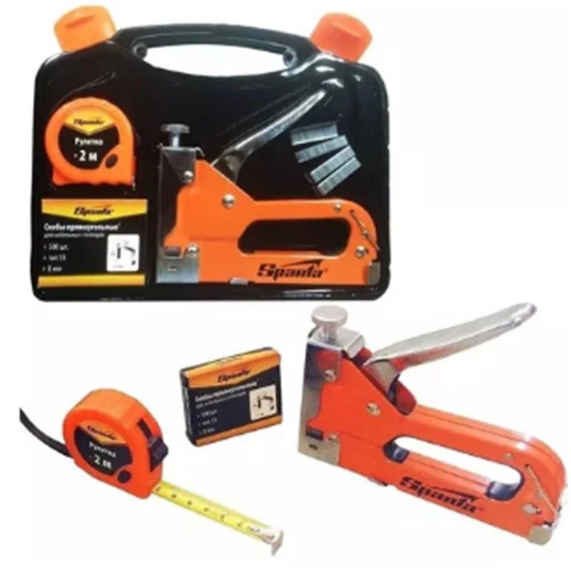 Kit Ferramenta Grampeador C/ 500 Grampos E Trena 2m