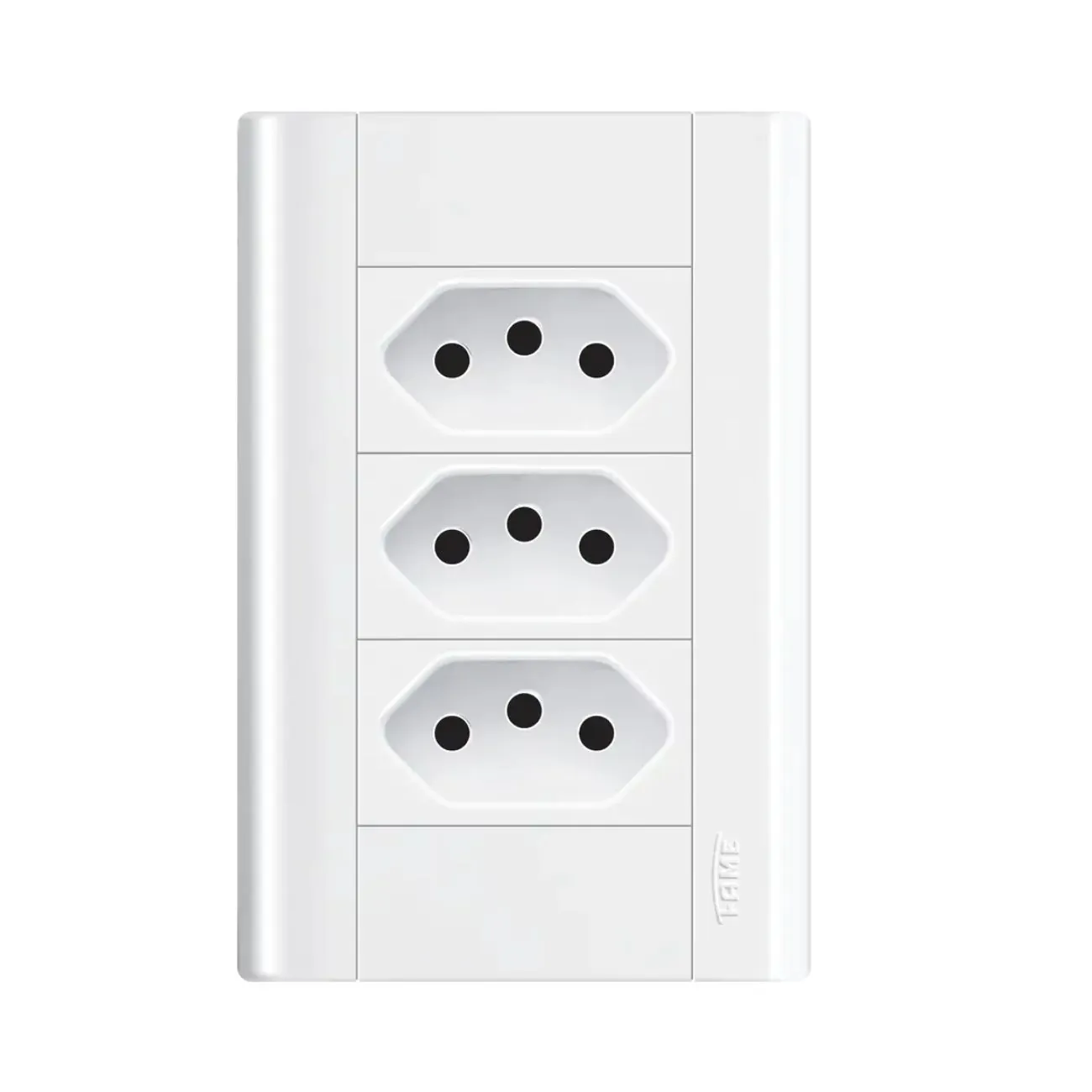 Tomada Tripla 20a/250v Com Placa 4x2 Fame Modulare Branco