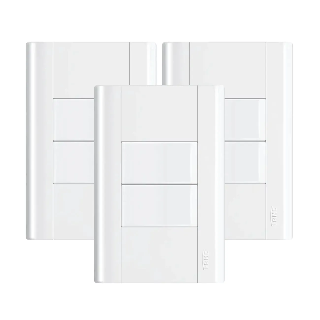 Interruptor 2 Teclas Com Placa 4x2 Fame Modulare - Kit 3 Un Branco