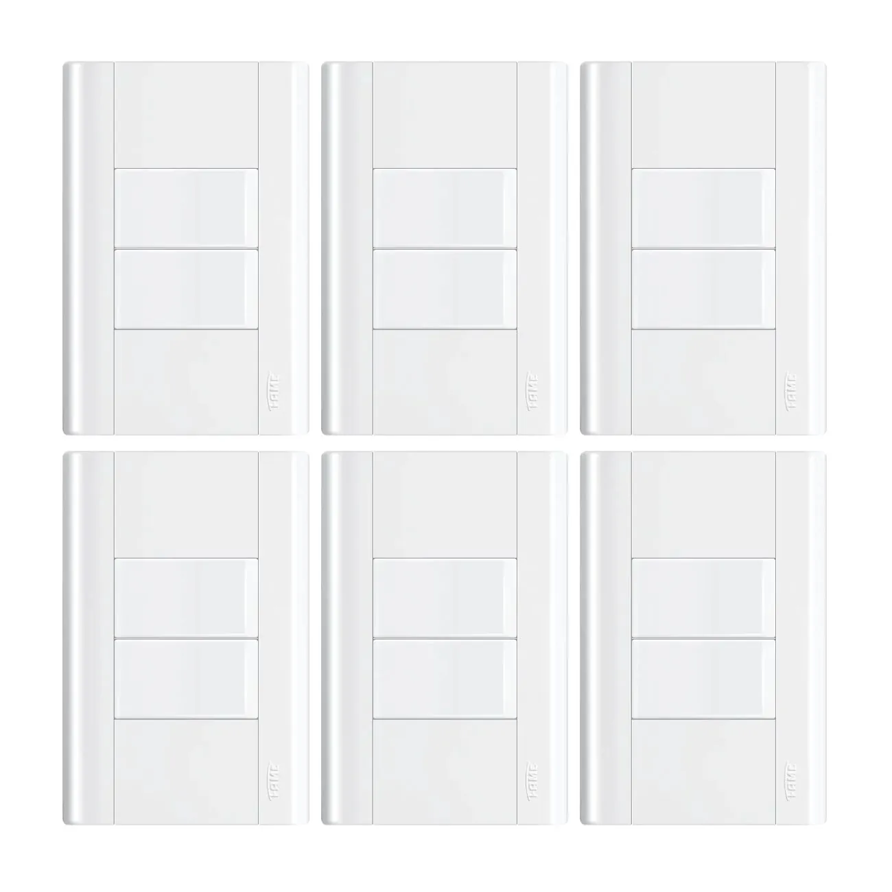 Interruptor 2 Teclas Com Placa 4x2 Fame Modulare - Kit 6 Un Branco