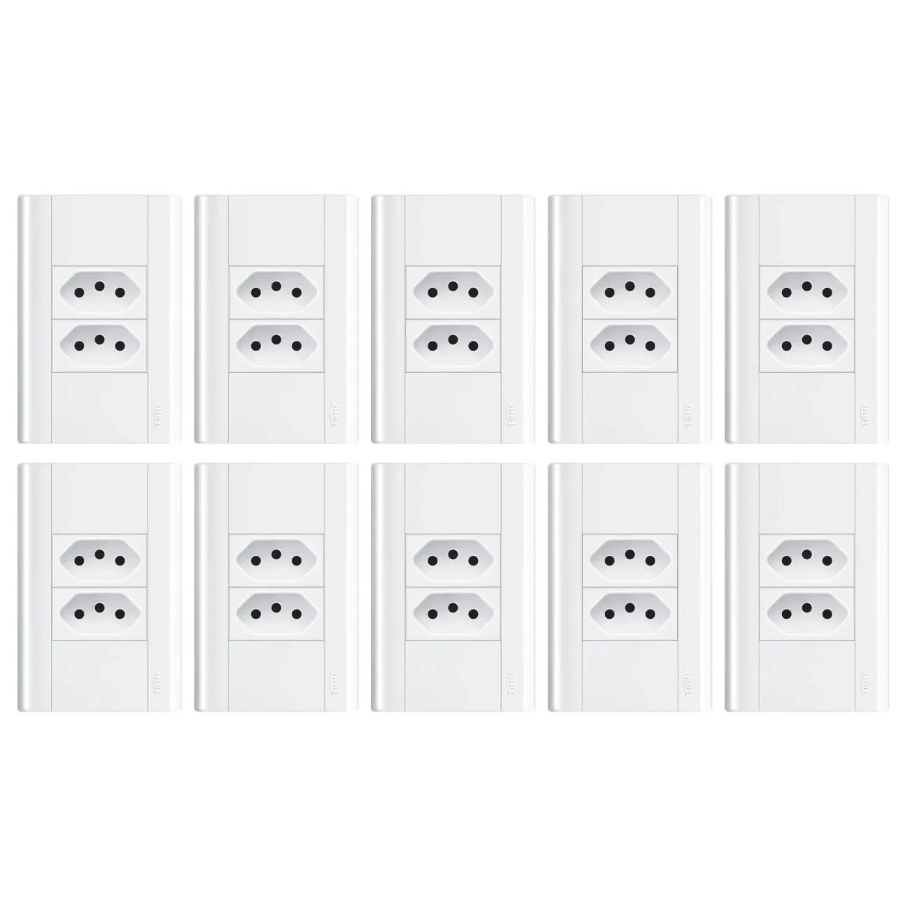 Tomada Dupla 10a/250v C/ Placa 4x2 Fame Modulare - Kit 10 Un Branco