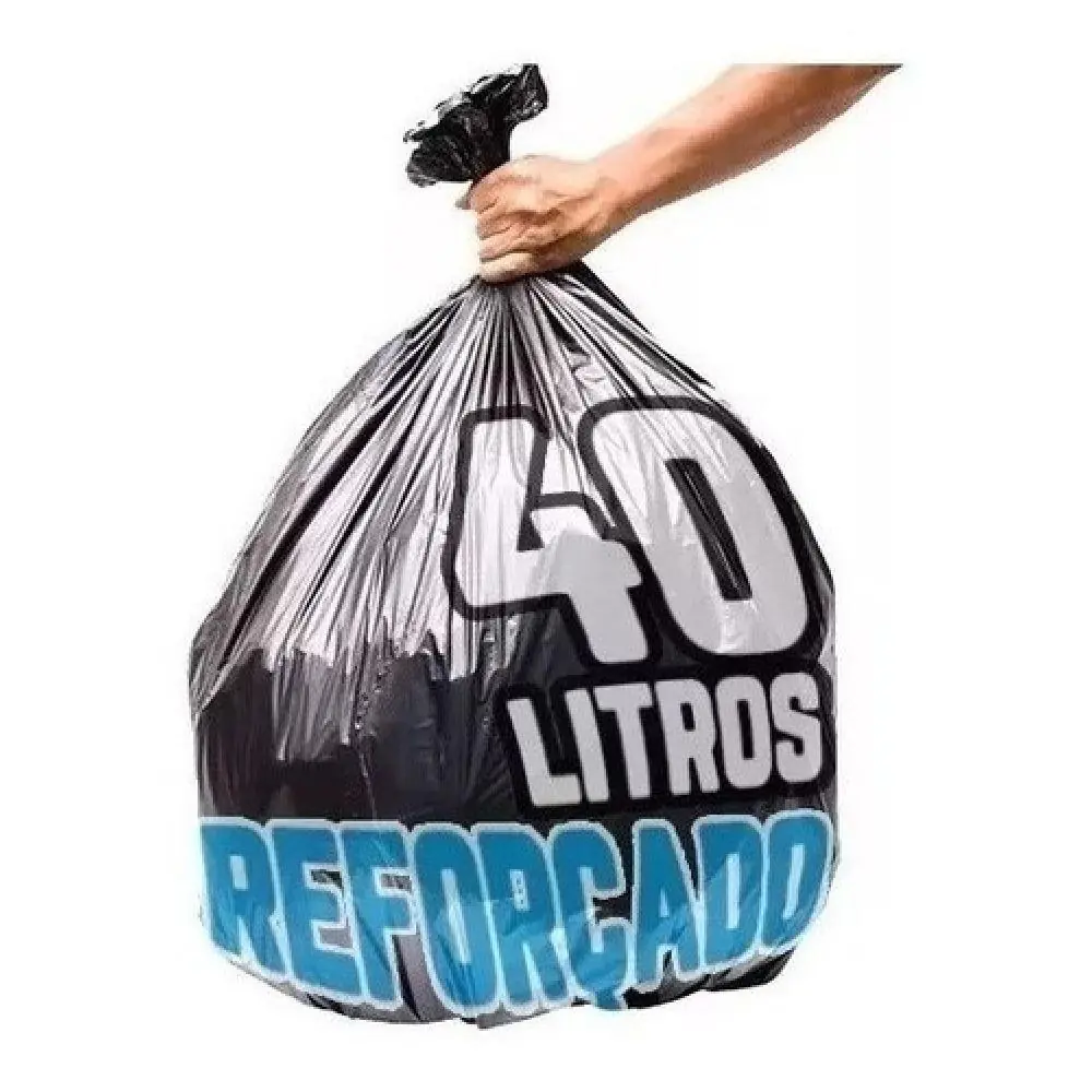 Saco De Lixo 40l 100 Un Preto Reforçado Mega
