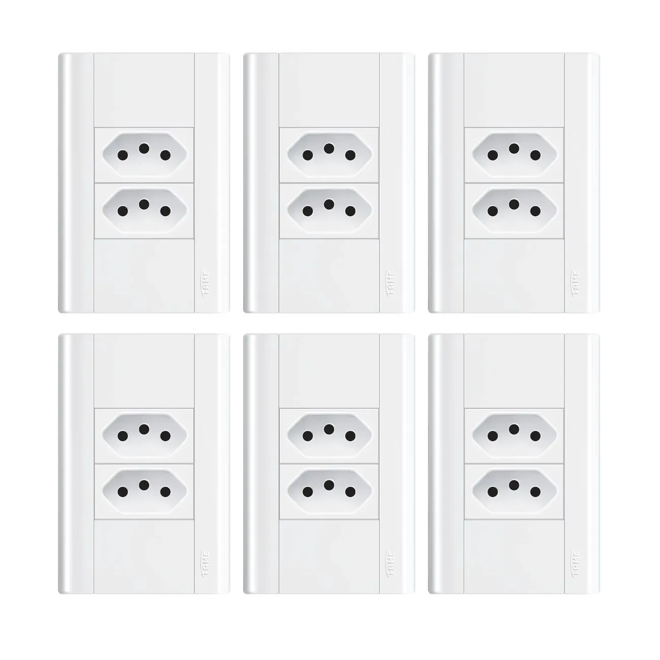Tomada Dupla 20a/250v C/ Placa 4x2 Fame Modulare - Kit 6 Un Branco