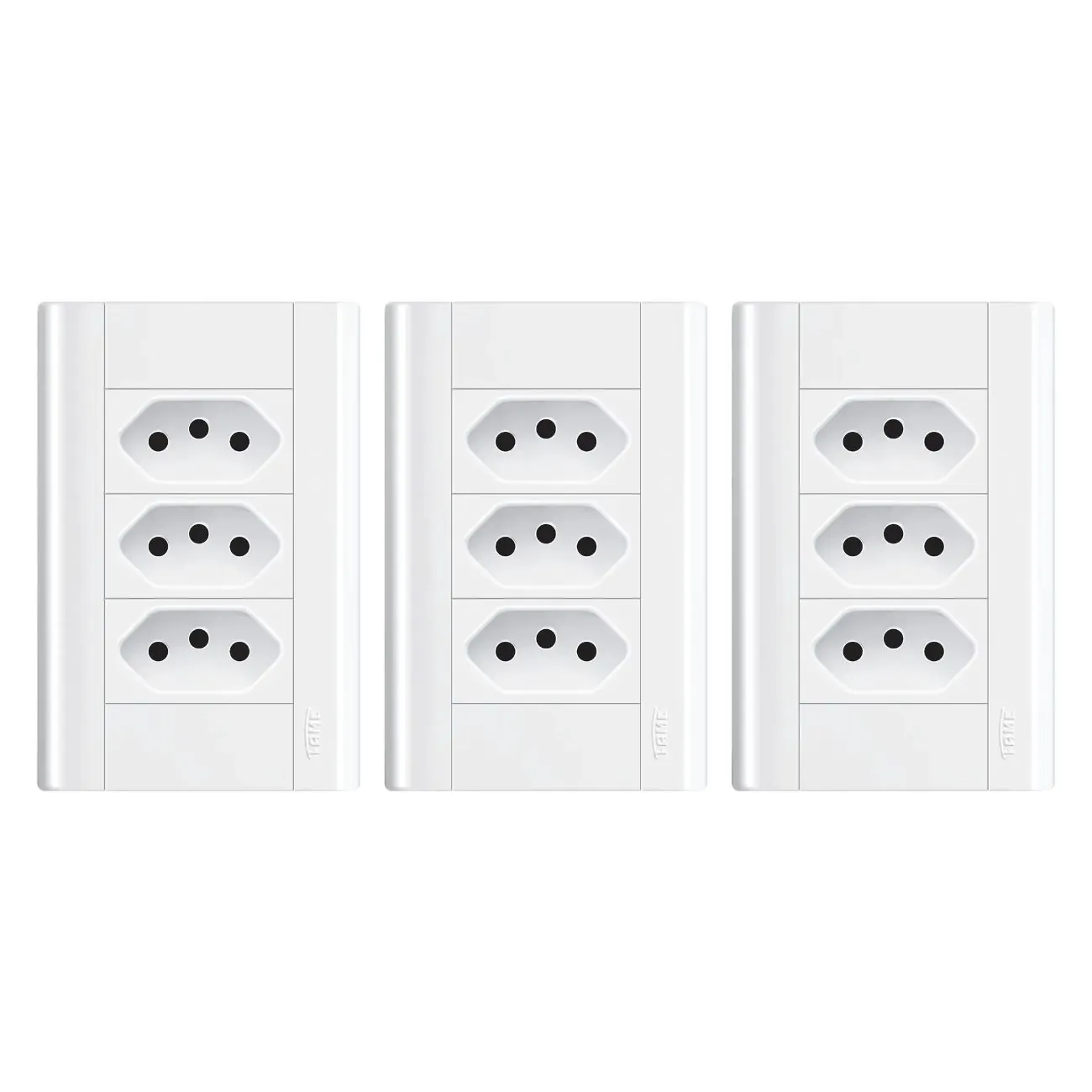 Tomada Tripla 20a Com Placa 4x2 Fame Modulare - Kit 3 Un Branco