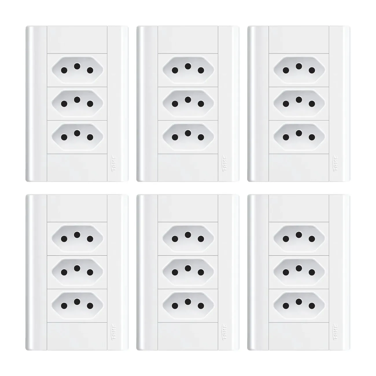 Tomada Tripla 20a Com Placa 4x2 Fame Modulare - Kit 6 Un Branco
