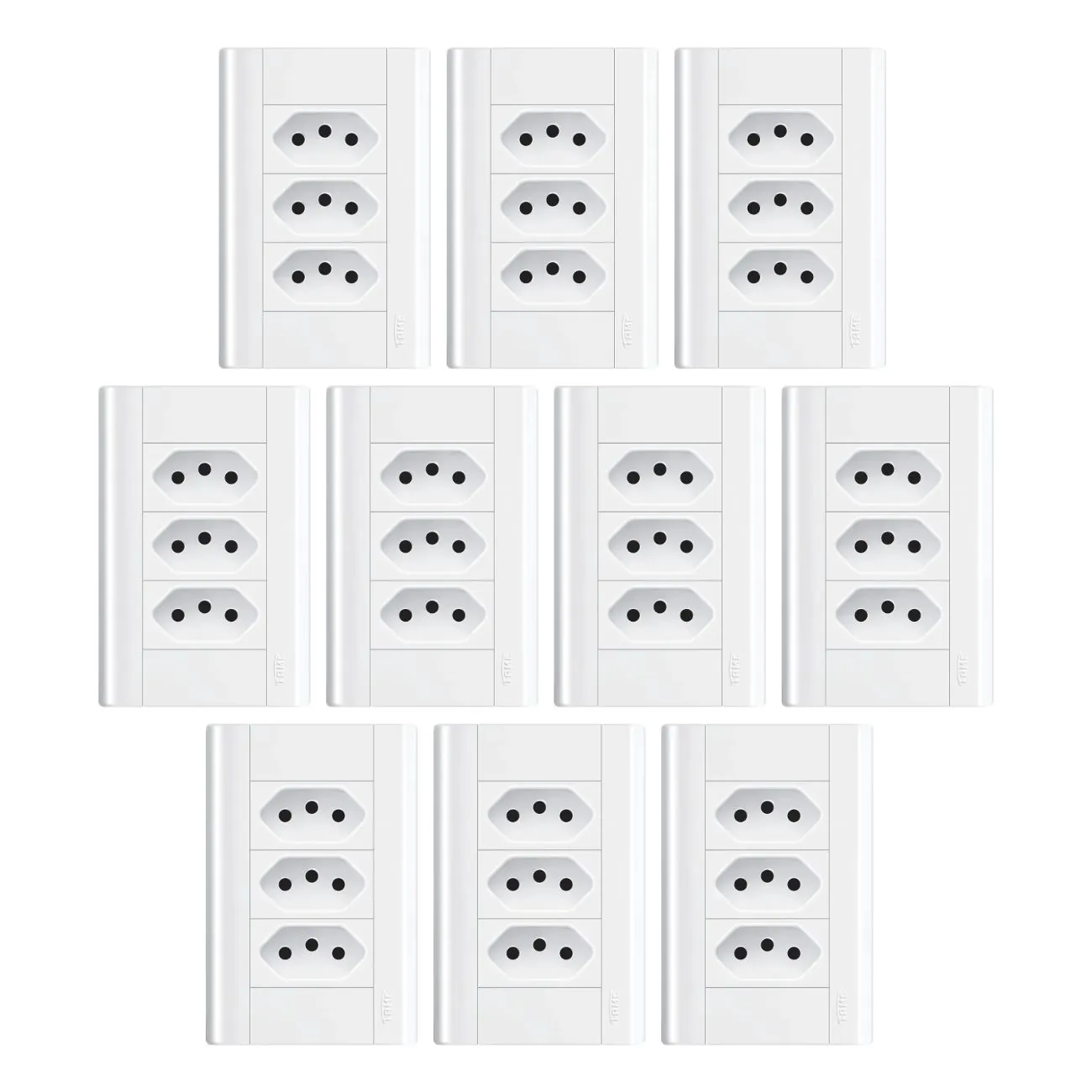 Tomada Tripla 20a Com Placa 4x2 Fame Modulare - Kit 10 Un Branco