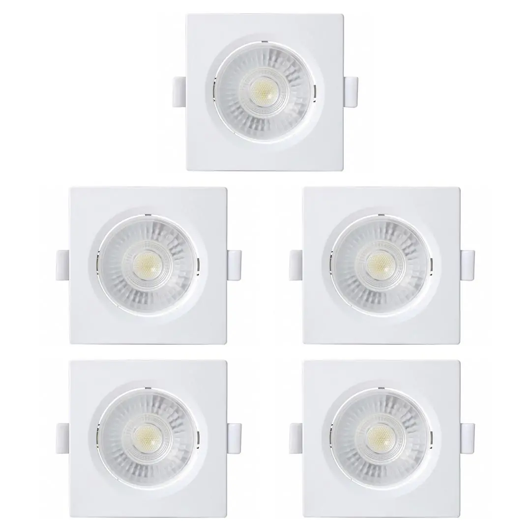 Kit 5 Spot Embutir Taschibra Alltop Quadrado Led 3w 3000k