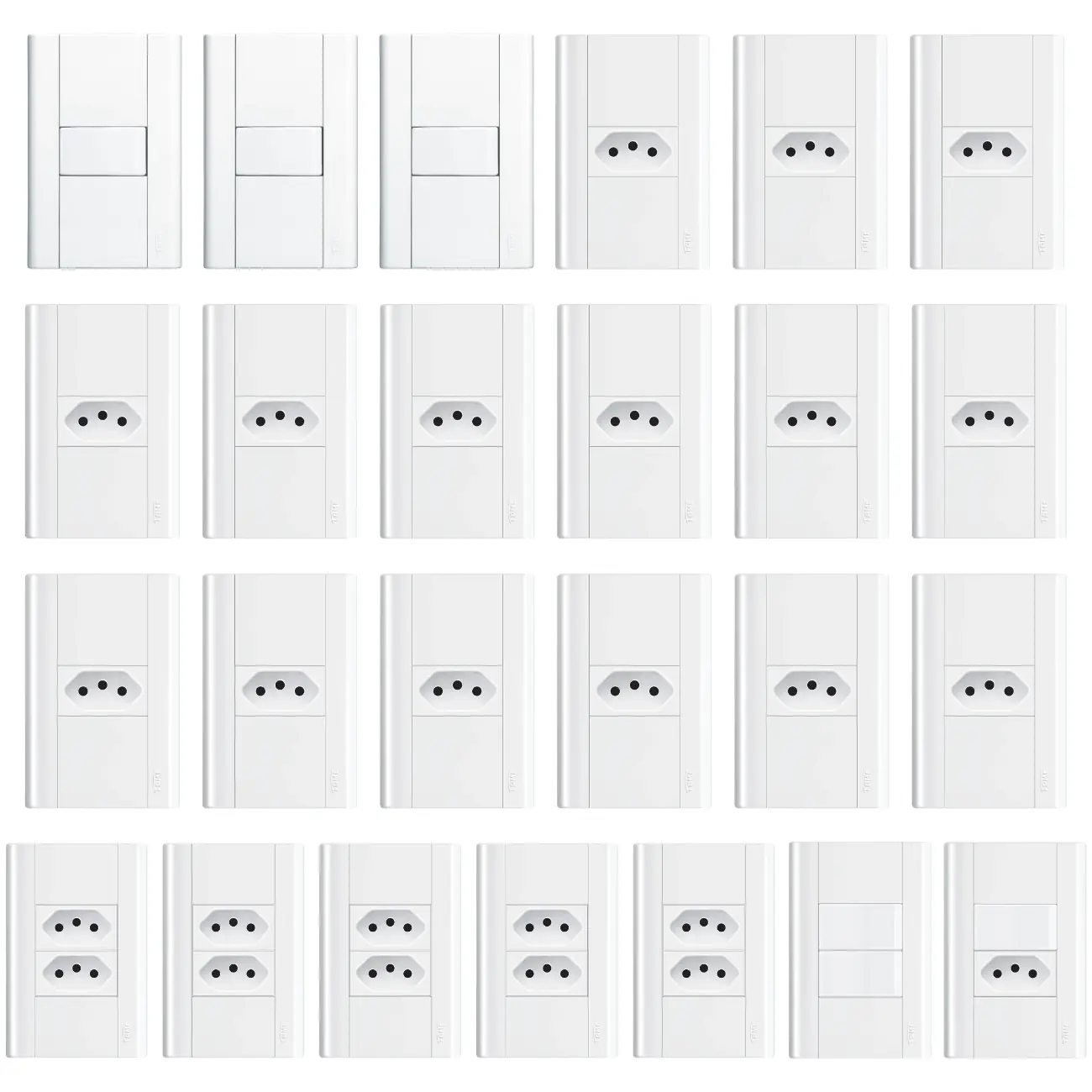 Kit Completo Tomadas E Interruptores Fame Modulare 57 Peças Branco