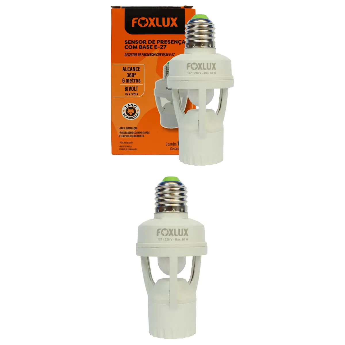 Kit 2 Sensor De Presença Foxlux Base E-27 Bivolt