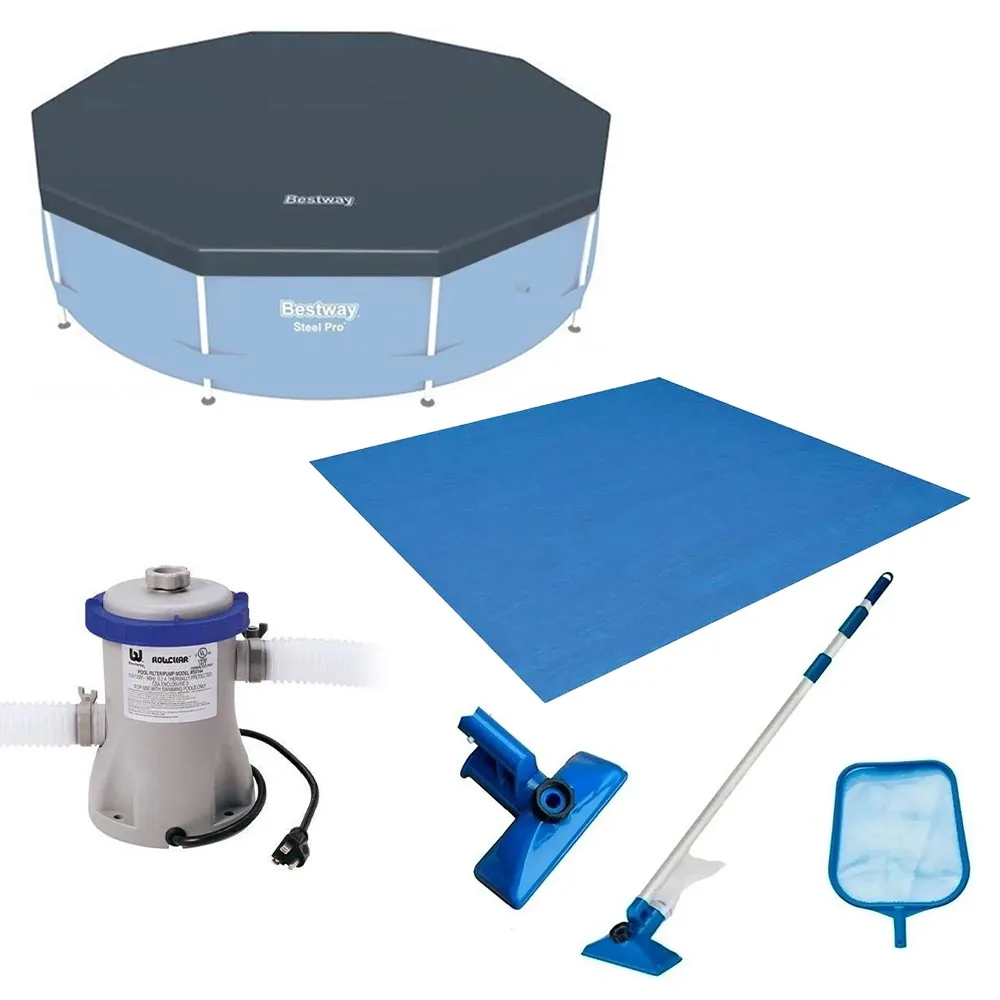 Kit Filtro 2.006 Litros/hora 220v + Capa 366 Estrutural + Forro E Kit Limpeza Bestway