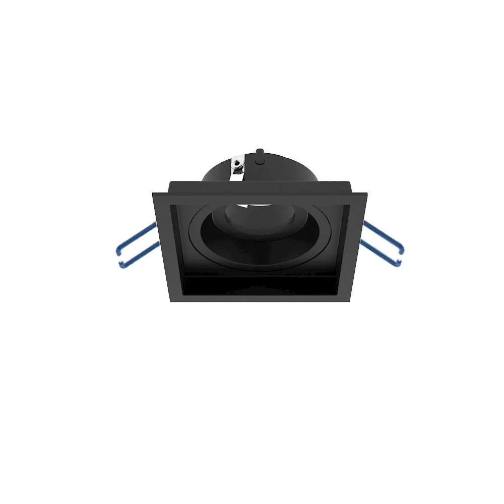 Spot Recuado Embutir Quadrado Mini Dicroica Il Preto Micro Texturizado*