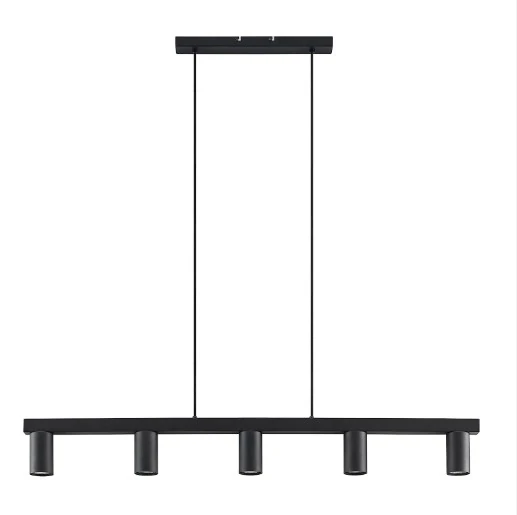 Pendente Slim Moderno Tubo Horizontal Retangular P/5 Dicroicas - Preto - 1,00m
