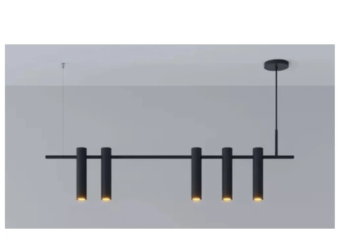 Pendente Slim Linear Moderno P/5 Mini Dicroicas 95cm - Preto - Altura Regulável