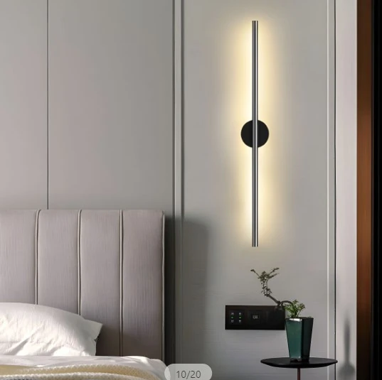 Arandela Slim Linear 1 Perfil Alumínio E Acrílico Para Fita Led 70cm - Preta