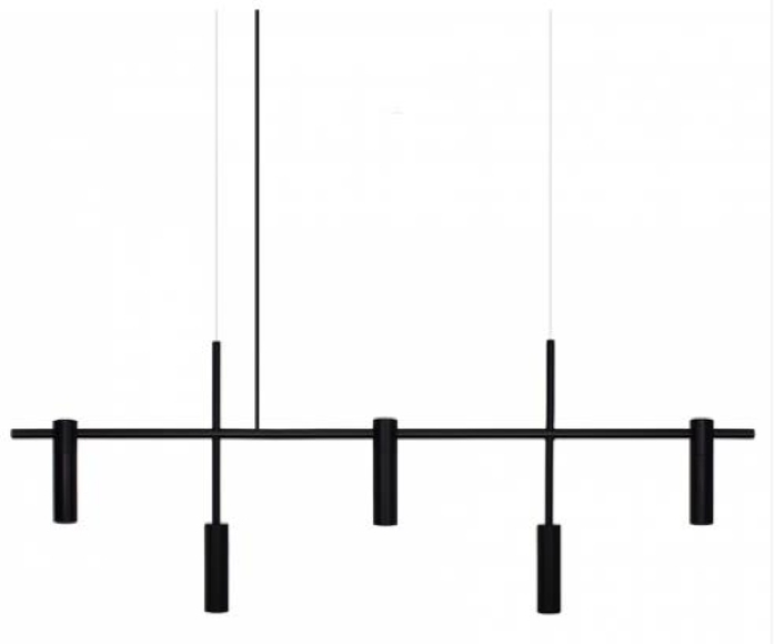 Pendente Moderno Slim Prelúdio P/5 Mini Dicroicas Mr11 -  Preto