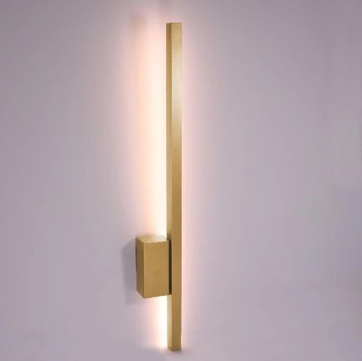 Kit 2 Arandelas Slim Modernas Lineares 60cm P/ Fita Led (inclusa) Canopla Lateral - Dourada
