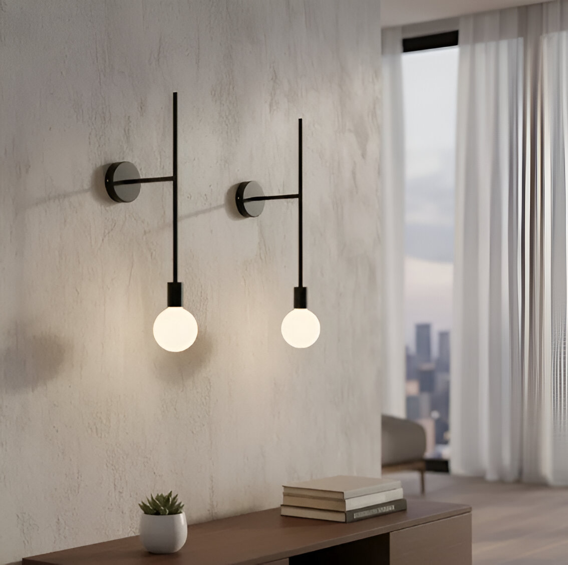 Arandela Moderna Linear Slim Metálica Industrial P/1 Lâmpada - 55cm - Preta