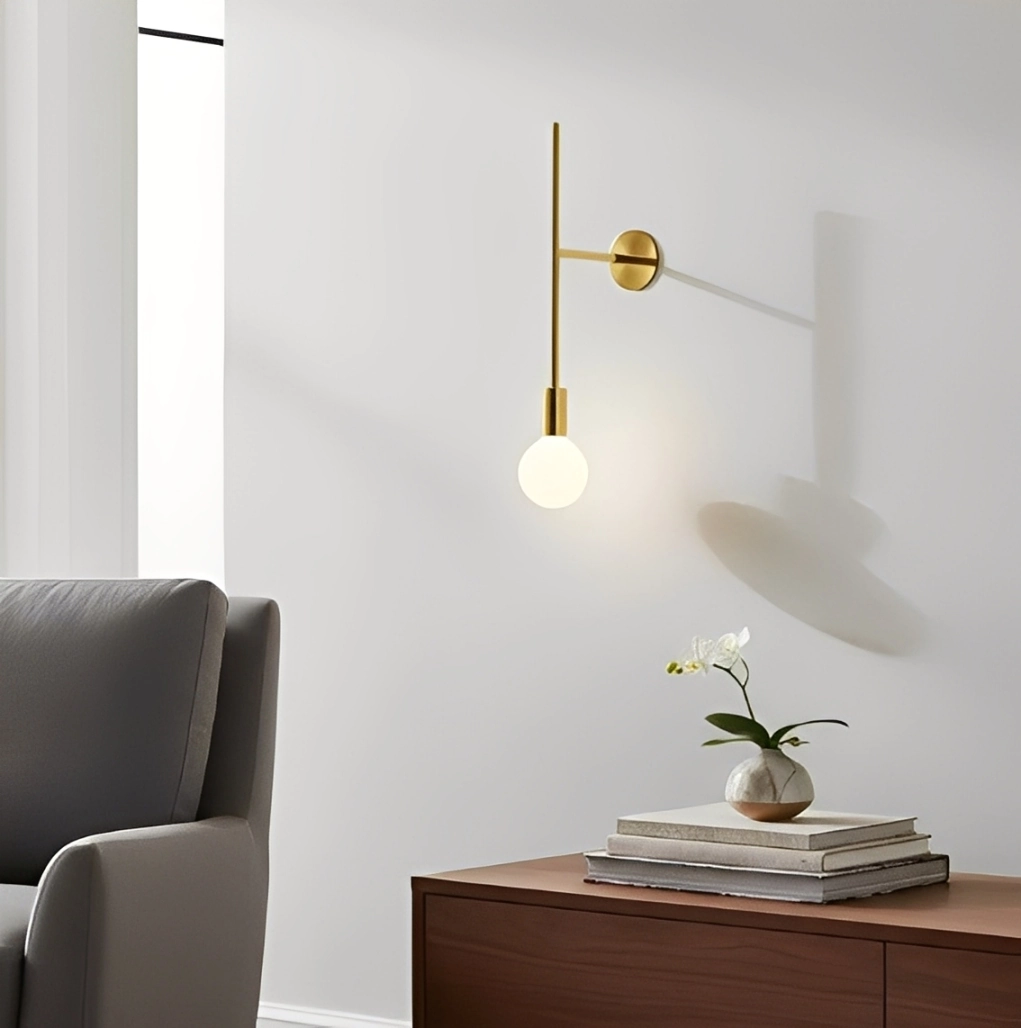 Arandela Moderna Linear Slim Metálica Industrial P/1 Lâmpada - 55cm - Dourada