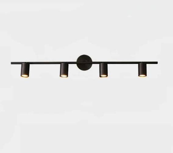Arandela Moderna Linear Metálica Slim P/4 Dicroicas Não Direcionáveis - 80cm - Preta