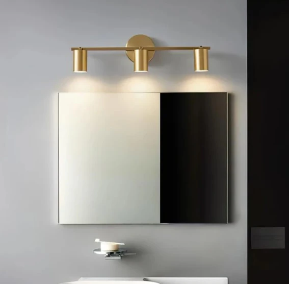 Arandela Moderna Slim Linear Minimalista Metálica P/3 Dicroicas - 60cm - Dourada