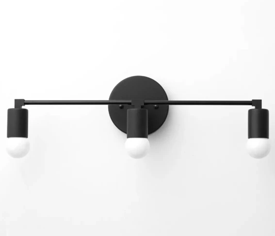 Arandela Moderna Slim Linear Metálica Minimalista P/3 Lâmpadas E27 - 60cm - Preta