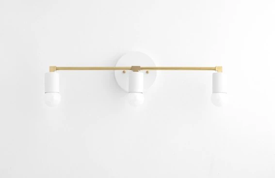 Arandela Moderna Slim Linear Metálica Minimalista P/3 Lâmpadas E27 - 60cm - Branco