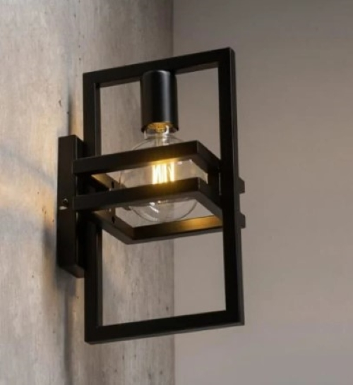 Arandela Moderna Sofisticada Geométrica Metálica Minimalista P/1 Lâmpada Preta