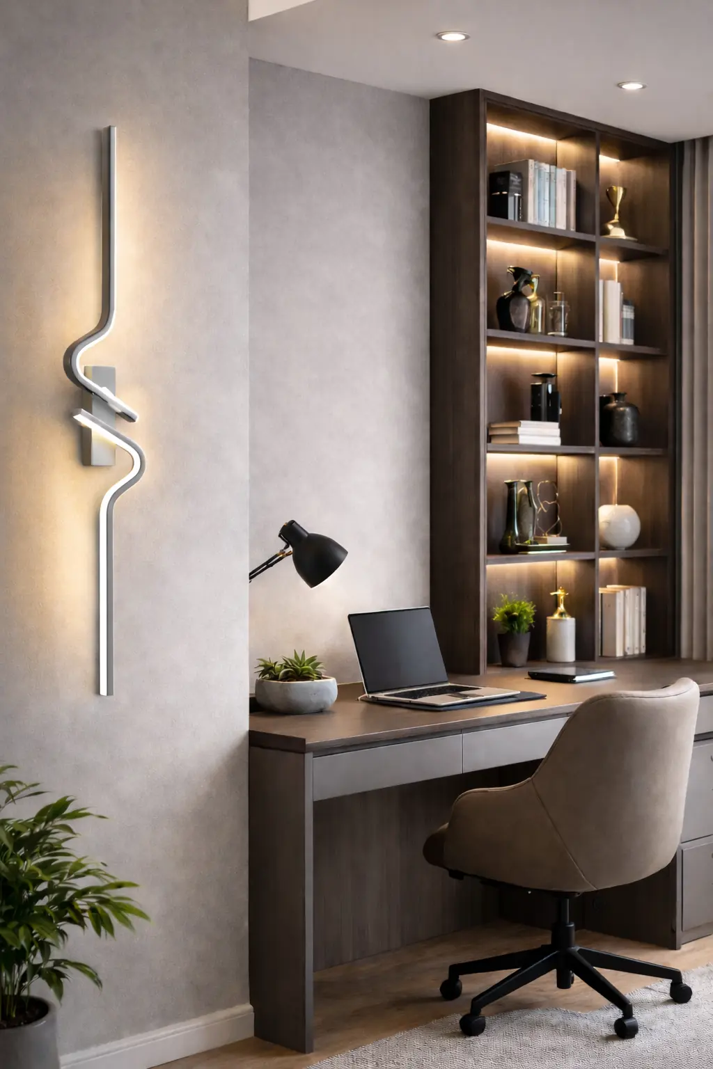 Arandela Moderna Slim Minimalista 2 Perfis Curvos Led Integrado - 80cm - Prata