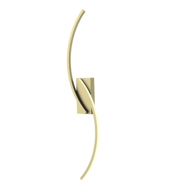 Arandela Moderna Slim Minimalista 2 Perfis Curvos Led Integrado Canopla Quadrada - 80cm - Dourada