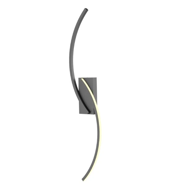 Arandela Moderna Slim Minimalista 2 Perfis Curvos Led Integrado Canopla Quadrada - 100cm - Grafite