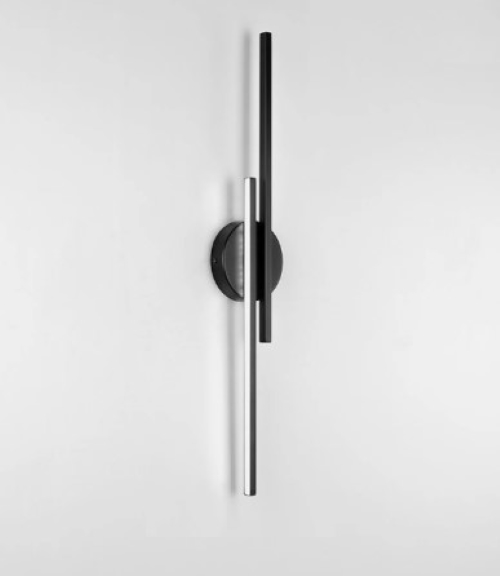Arandela Moderna Slim Minimalista 2 Perfis Paralelos Led Integrado - 75cm - Preta