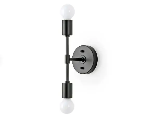 Arandela Moderna Metálica Linear Slim P/2 Lâmpadas E27 - 30cm - Preta