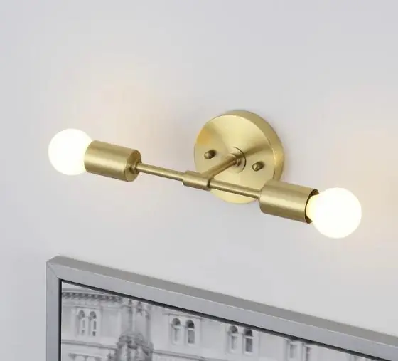 Arandela Moderna Metálica Linear Slim P/2 Lâmpadas E27 - 30cm - Dourada