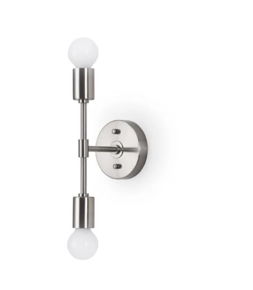 Arandela Moderna Metálica Linear Slim P/2 Lâmpadas E27 - 30cm - Prata