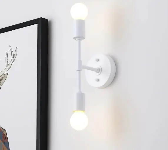 Arandela Moderna Metálica Linear Slim P/2 Lâmpadas E27 - 30cm - Branco