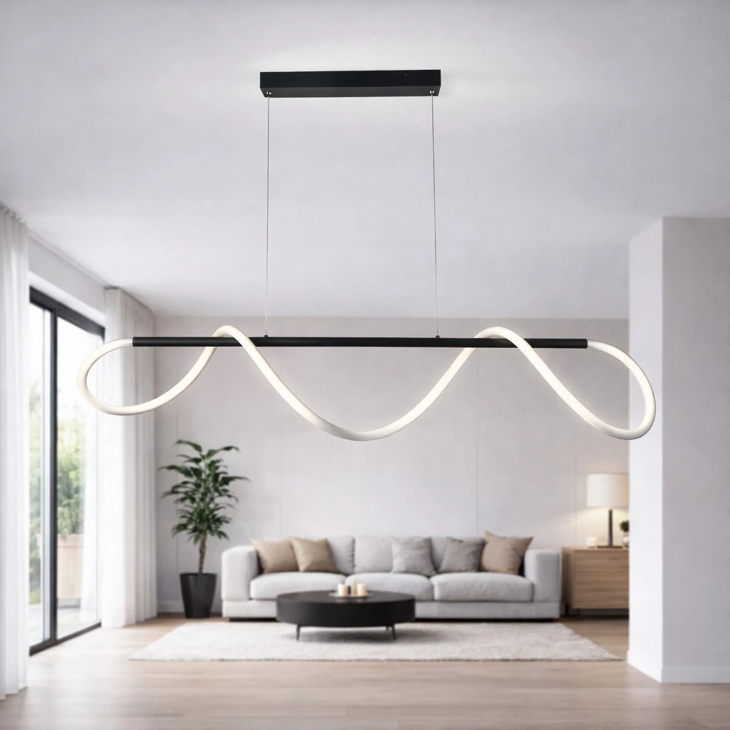 Pendente Moderno Slim Minimalista Linear Iluminação Em Mangueira Led 360° - 1,00m - Preto