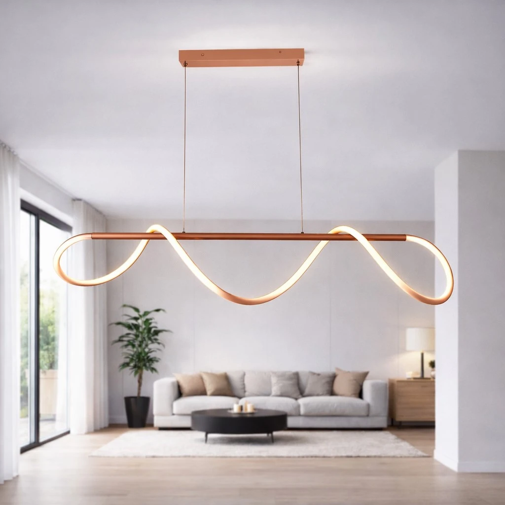 Pendente Moderno Slim Minimalista Linear Iluminação Em Mangueira Led 360° - 1,00m - Cobre