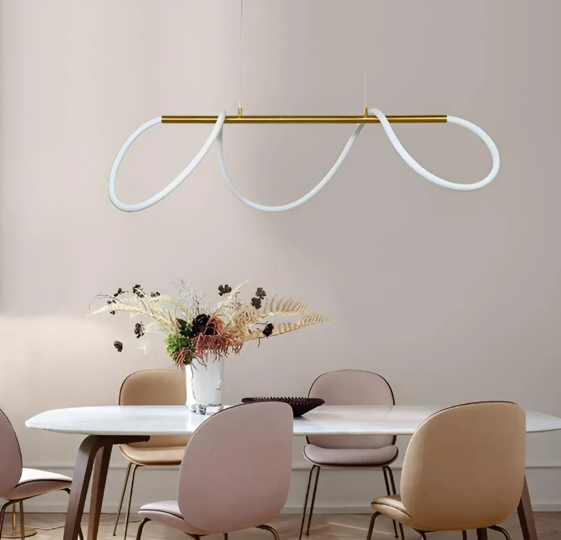 Pendente Moderno Slim Minimalista Linear Iluminação Em Mangueira Led 360° - 1,00m - Dourado
