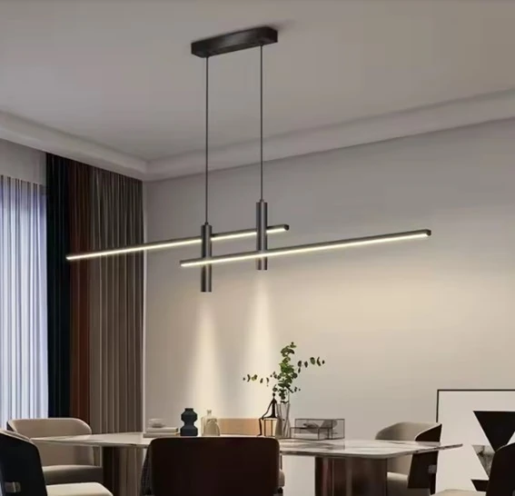 Pendente Moderno Slim Minimalista P/2 Mini Dicroicas E 2 Perfis Led Integrado 1,20m - Preto