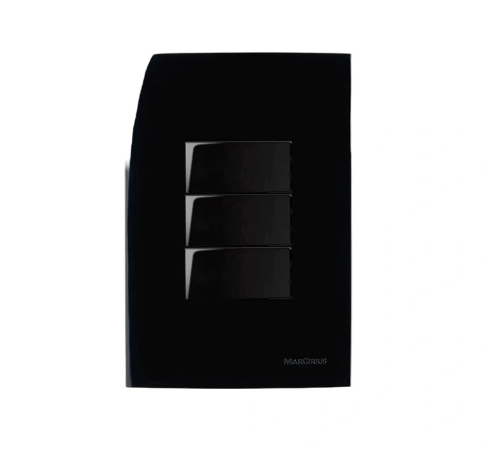 Conjunto 2 Interruptor Paralelo + 1 Simples 4x2 Preto Ebony Clean Margirius