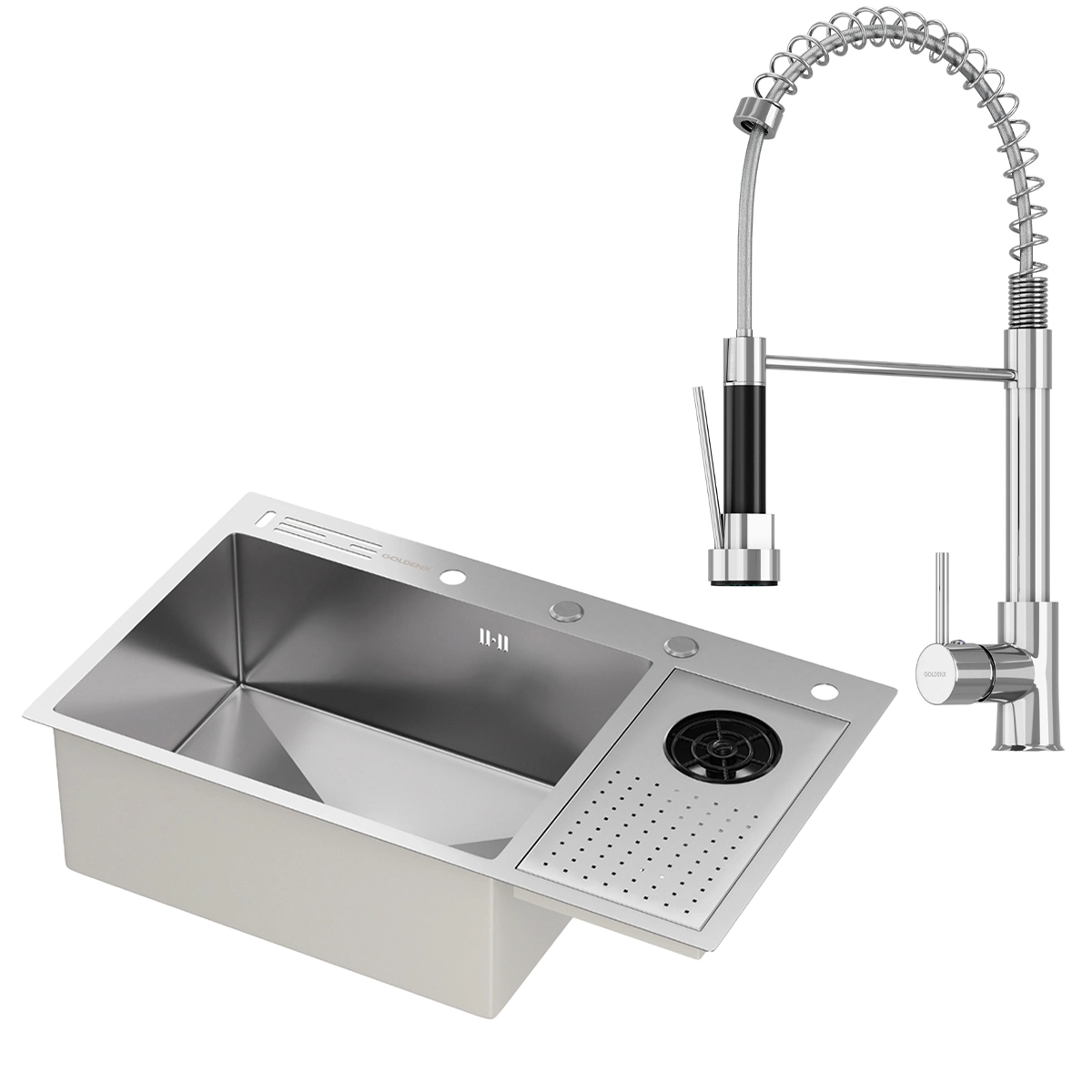 Kit Cuba Gourmet Zurique Aço Inox 304 E Torneira Gourmet Genebra Monocomando Goldenx