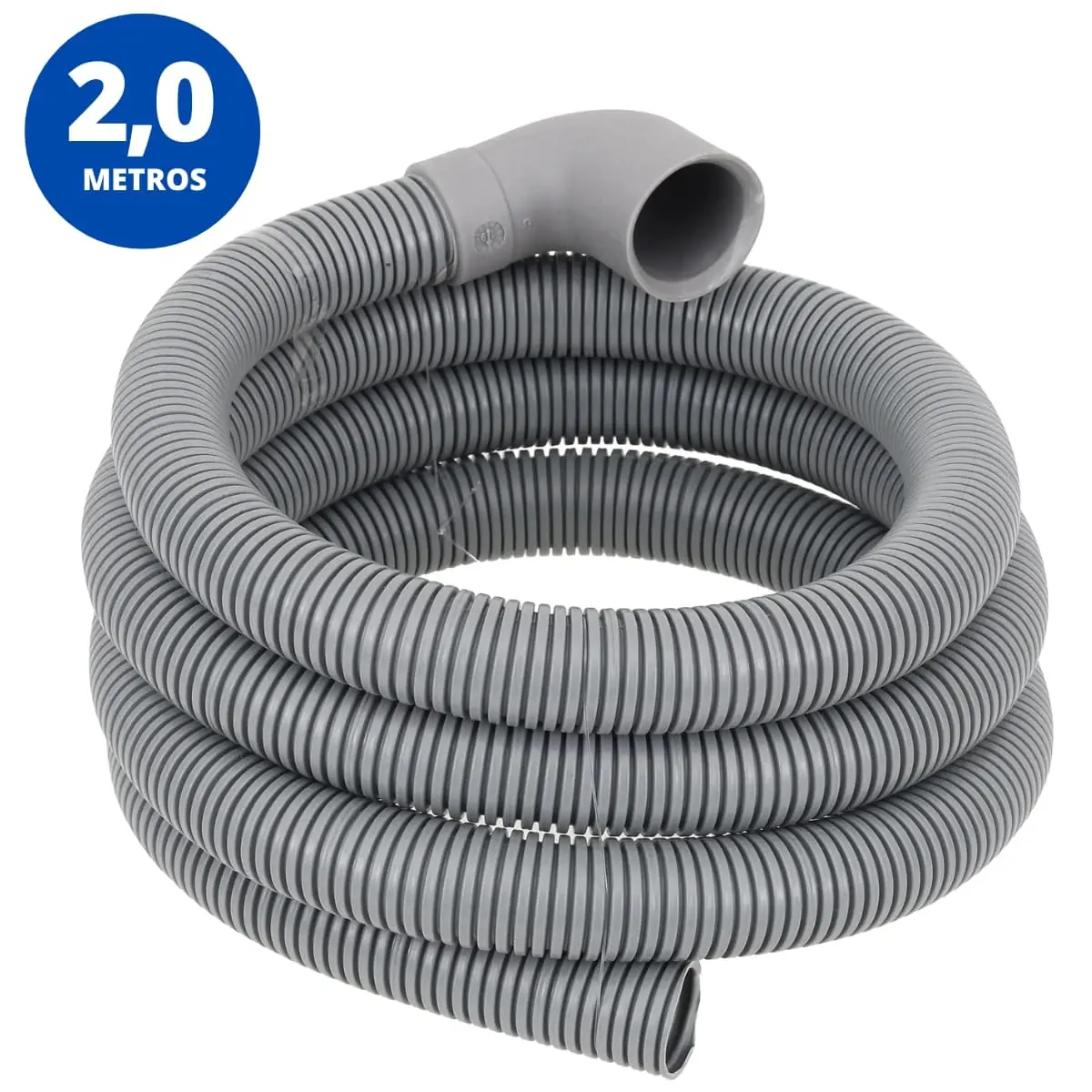 Mangueira Saída Água Máquina De Lavar Universal Cinza Bocal Curvo | Kaztec - 2m