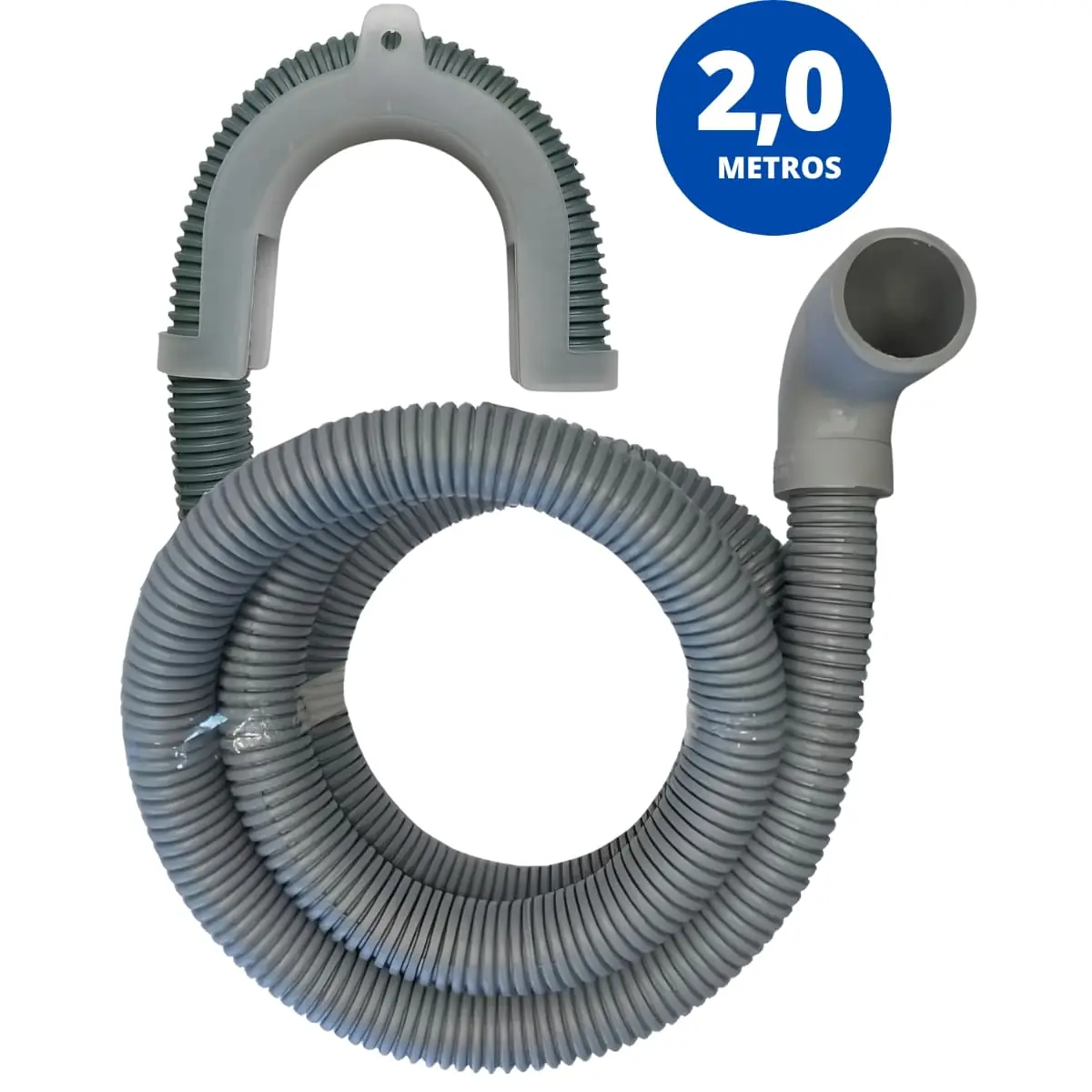Mangueira Saída Água Máquina De Lavar Universal 2m Metros Cinza Com Suporte | Kaztec