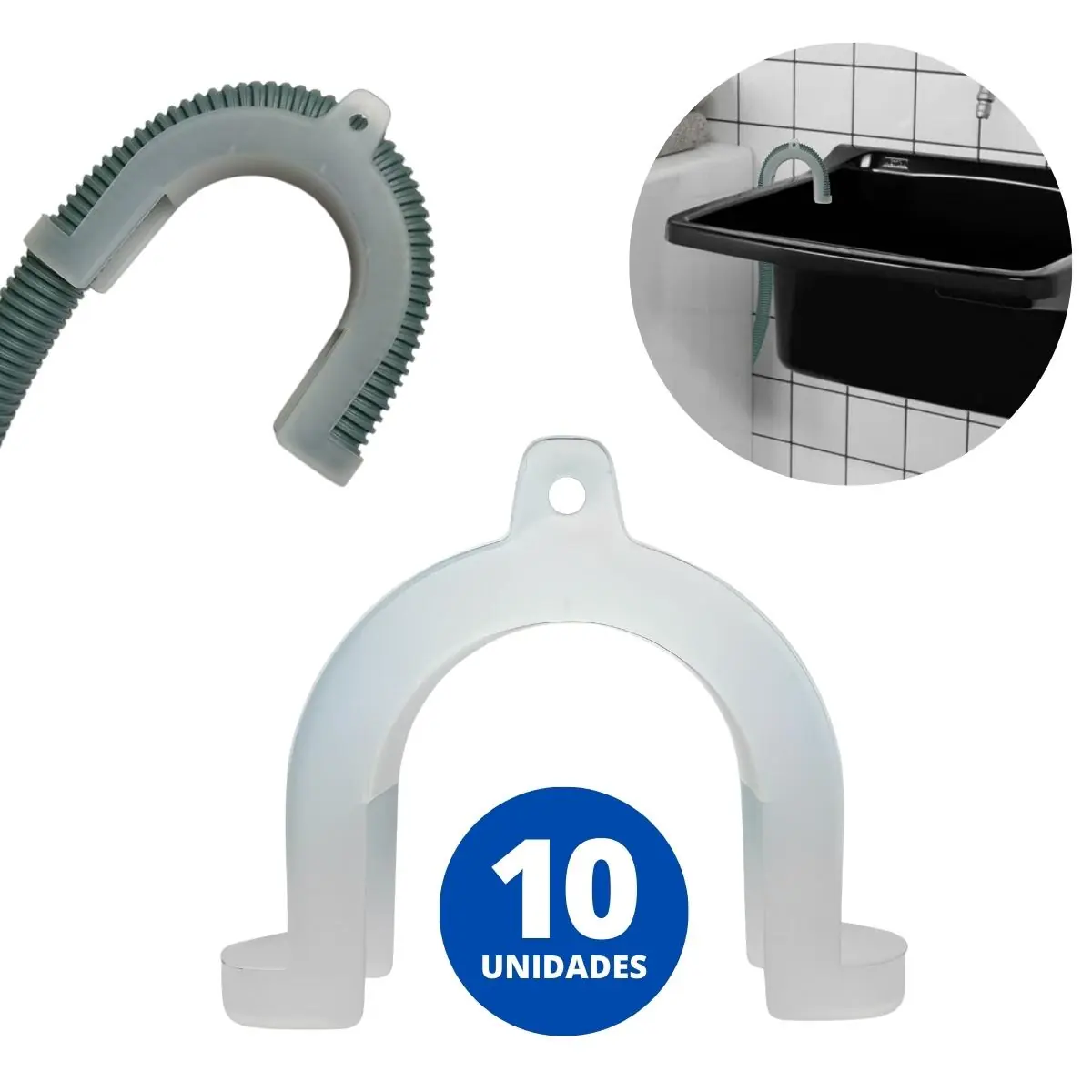 Suporte Curva Para Mangueira Saída Água Máquina De Lavar Universal | Kaztec | Kit 10 Un