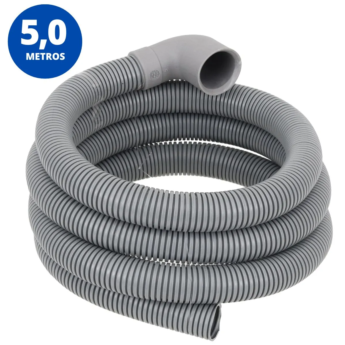 Mangueira Saída Água Máquina De Lavar Universal Cinza Bocal Curvo | Kaztec - 5m