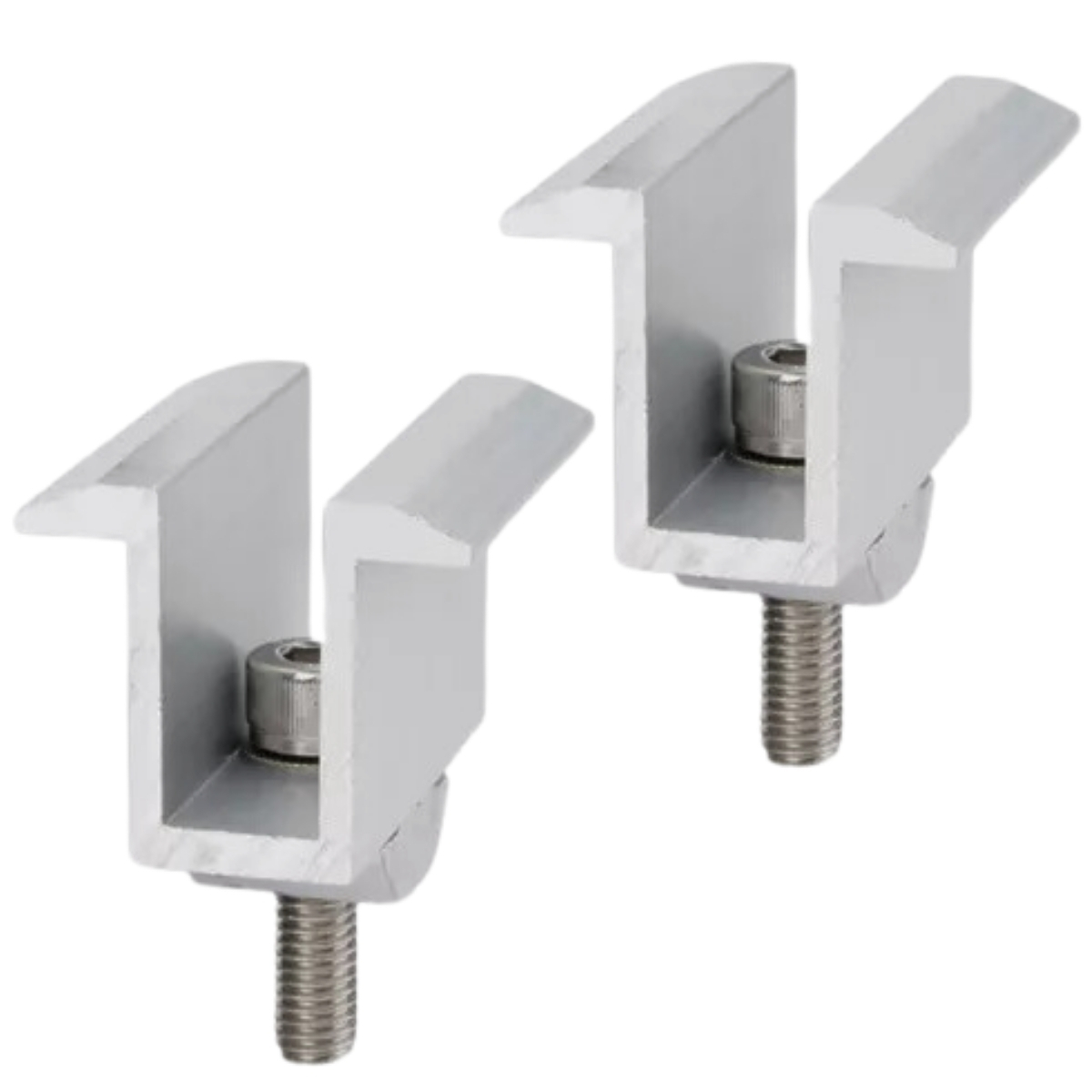 Fixador Grampo Intermediário Middle Clamp Linha C Placa Painel Solar Alumínio E Inox | Perfil Master | Kit 02 Un
