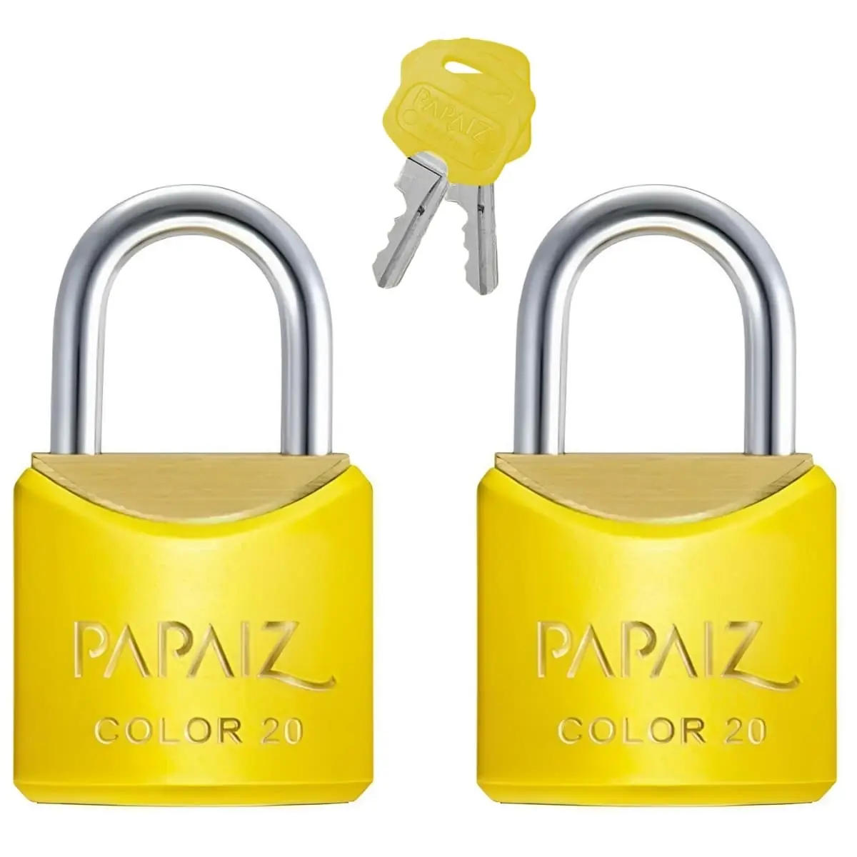 Cadeado Pequeno 20mm Haste Curta Latão Maciço Amarelo Com Chave | Papaiz | Kit 02 Un