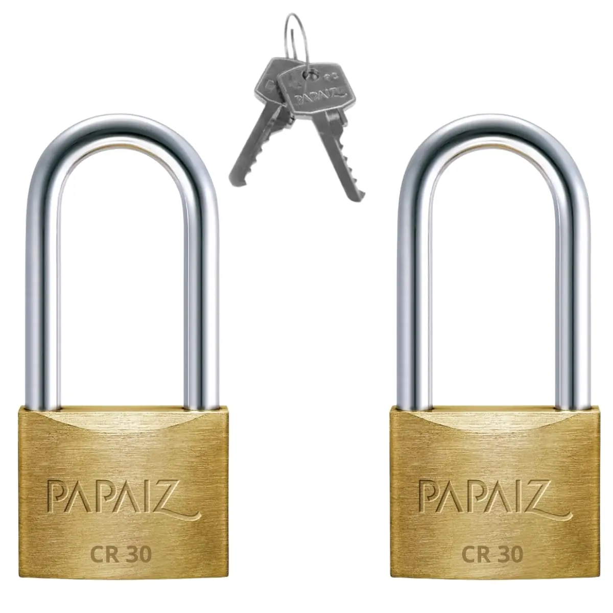 Cadeado Pequeno 30mm Haste Longa Latão Maciço Dourado Com Chave | Papaiz | Kit 02 Un