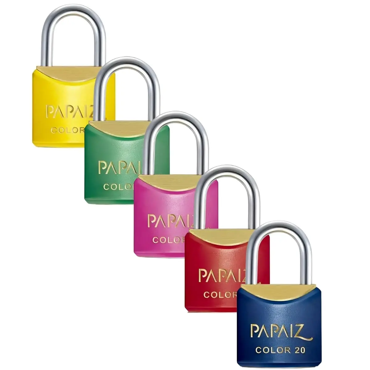 Cadeado Pequeno 20mm Haste Curta Latão Maciço Com Chave Colors | Papaiz |  Kit 5 Un